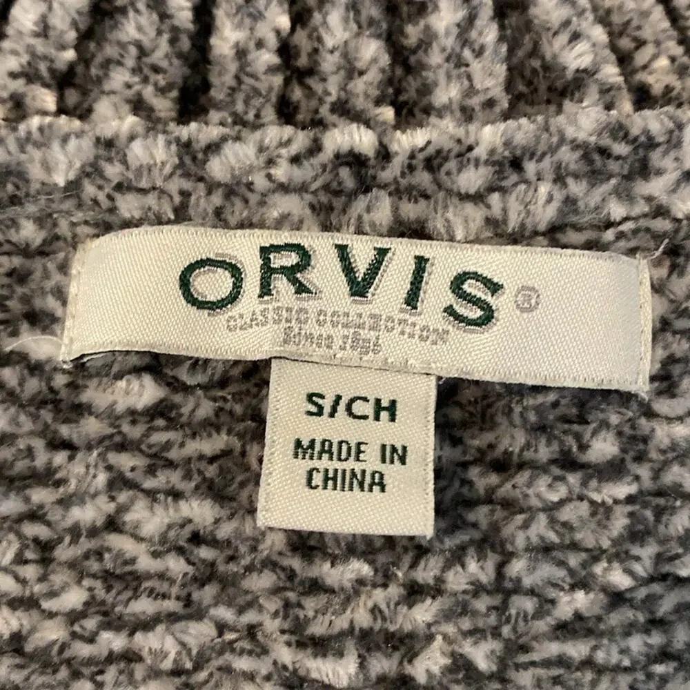 Orvis Gray Chenille Tunic V-Neck Sweater Size Small